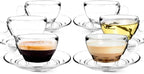 LEMONSODA Clear Large Glass Coffee Mug with Handles for Hot Beverages, Clear Mugs for Espresso, Tea, Cappucino, Latte, Juice (8.75 oz, 10.5 oz, 12 oz) (8.75 oz, Set of 12)