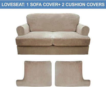 CUCRAF T Cushion Sofa Cover 3 Piece Loveseat Slipcovers, Soft Thick Velvet - Image 5