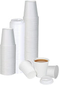 Smygoods White Disposable Paper Coffee Cups with Lids (10 OZ, 50 Count) For Hot Beverages, Tea, Espresso, Cocoa - To Go Drink Containers, Café & Office