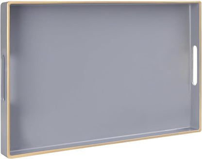 MAONAME Gray Serving Tray with Handles, Modern Grey Decorative Tray by MAONAME