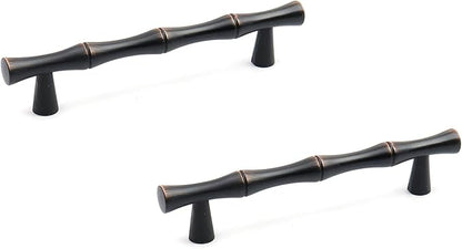 2PCS Bamboo Zinc Alloy Cabinet Handles, 3.8 Inch Hole Distance Black and Red by Tighall