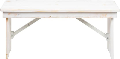Flash Furniture HERCULES Series 40" x 12" Antique Rustic White Solid Pine - Image 9