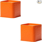 HAN SHENG 2 Pcs Decorative Square Tea Tin Tea Storage Containers Loose Tea Storage Coffee Tins Food Storage Container for Tea Coffee Herb Candy Chocolate Sugar Spices (Orange)