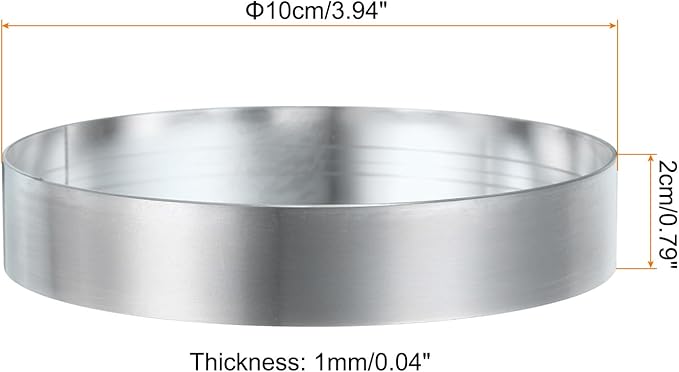 HARFINGTON Round Cake Ring 3.94 x 1 Inch Seamless Stainless Steel Pastry Mousse Dessert Ring Mirror Coating for Baking Cooking English Muffins Crumpet Making Tool