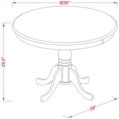 East West Furniture ANVA5-OAK-W 5 Piece Dining Set Includes a Round Dining Room - Image 3