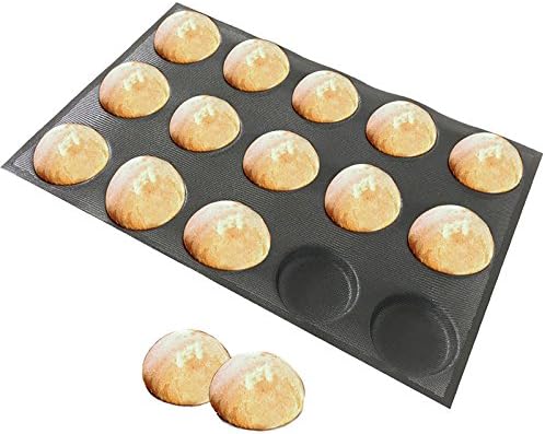 Bluedrop Silicone Hamburger Bread Forms Round Shape Bread Tray Silicone Perforated Silicone Bakery Molds Crusty Bread Bakeware