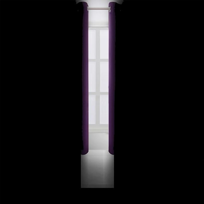 Blackout Curtains 66 x 72 Inch Long Purple Curtains Set of 2 Panels Room - Image 3