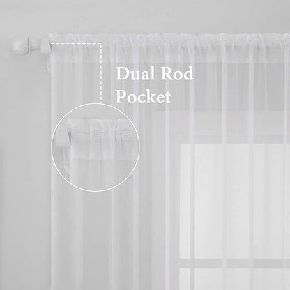 MIULEE 2 Panels White Sheer Curtains - Image 2