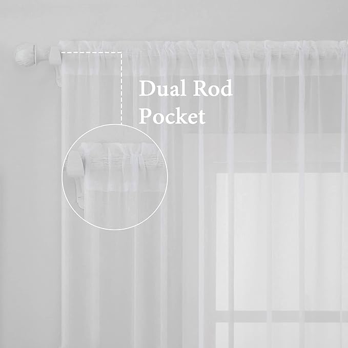 MIULEE 2 Panels White Sheer Curtains - Image 2
