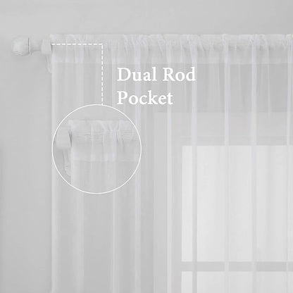 MIULEE 2 Panels White Sheer Curtains - Image 3