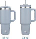 40 oz Tumbler with Handle and 2 Straws,2 in 1 Lid Insulated Water Bottle Stainless Steel Travel Coffee Mug,Lavender