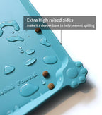 Hoki Found L Silicone Pet Food Mats Tray - Non Slip Pet Dog Cat Bowl Mats Placemat - Dog Pet Cat Feeding Mat - Waterproof Dog Cat Food Mats -Pet Water Mats for Carpet -Glacier