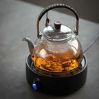 ZENATION Japanese Style 950ml Glass Teapot with Removable Infuser, Stovetop Safe Tea Kettle, Blooming and Loose Leaf Tea Maker Set (Gray)
