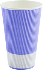 Restaurantware 16 Ounce Paper Cups Pack of 25 Ripple Wall Disposable Cups â€“ Leakproof, Recyclable, Light Purple Insulated Hot Beverage Holders with Matching Lids Available for Purchase Separately