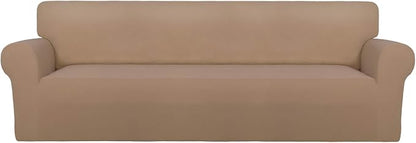 PureFit Stretch Couch Covers for Sofa 4 Seater Slipcovers Camel | 1-Piece Sofa by PureFit