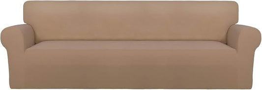 PureFit Stretch Couch Covers for Sofa 4 Seater Slipcovers Camel | 1-Piece Sofa by PureFit
