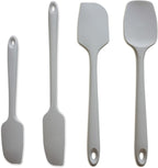 Silicone Spatula, 4-Pack Silicone Set,Heat Resistant for Non Stick,Food Grade Cookware with Stainless Steel for Mixing,Cooking,Baking,Flipping,Spreading,Lifting,Serving,BPA Free,Dishwasher Safe(Gray)