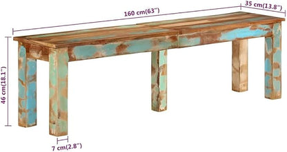 vidaXL Bench 160x35x46 cm Solid Reclaimed Wood - Image 2