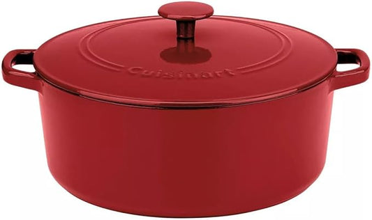 Cuisinart Chef's Classic Enameled Cast Iron Round Covered Casserole (Venice Red, 7- Quart)