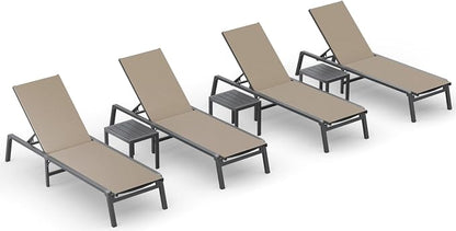 Ciokea Aluminum Foldable Lounge Chairs Set of 4 by CIOKEA