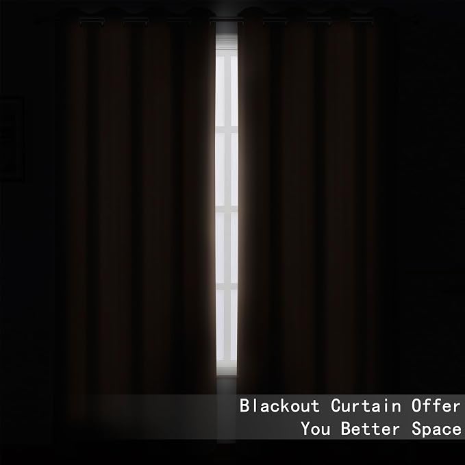 Blackout Curtains 52 x 120 Inch Long Cappuccino Curtains Set of 2 Panels Room - Image 3