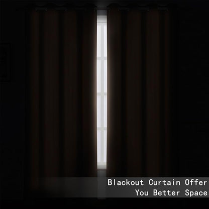 Blackout Curtains 52 x 90 Inch Long Cappuccino Curtains Set of 2 Panels Room - Image 3