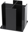 Cup and Lid Holder, 4 Compartment, Square | Rotating Coffee Cup Dispenser Lid Carousel for Restaurant, Buffet, Coffee Station, Bar, Countertop, Black Acrylic