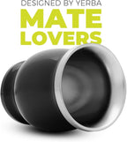 BALIBETOV Stainless Steel Double-Wall Mate Cup And Bombilla Set - Yerba Mate set Includes One Yerba Mate Cup, 2 Bombillas Mate (Straw) & Brush - Easy to Clean (Black)