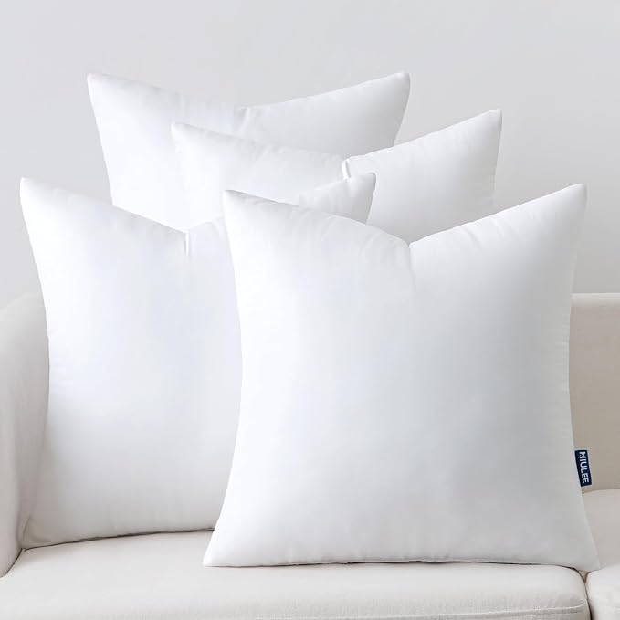 MIULEE 18x18 Pillow Inserts Set of 4, Throw Pillows by MIULEE