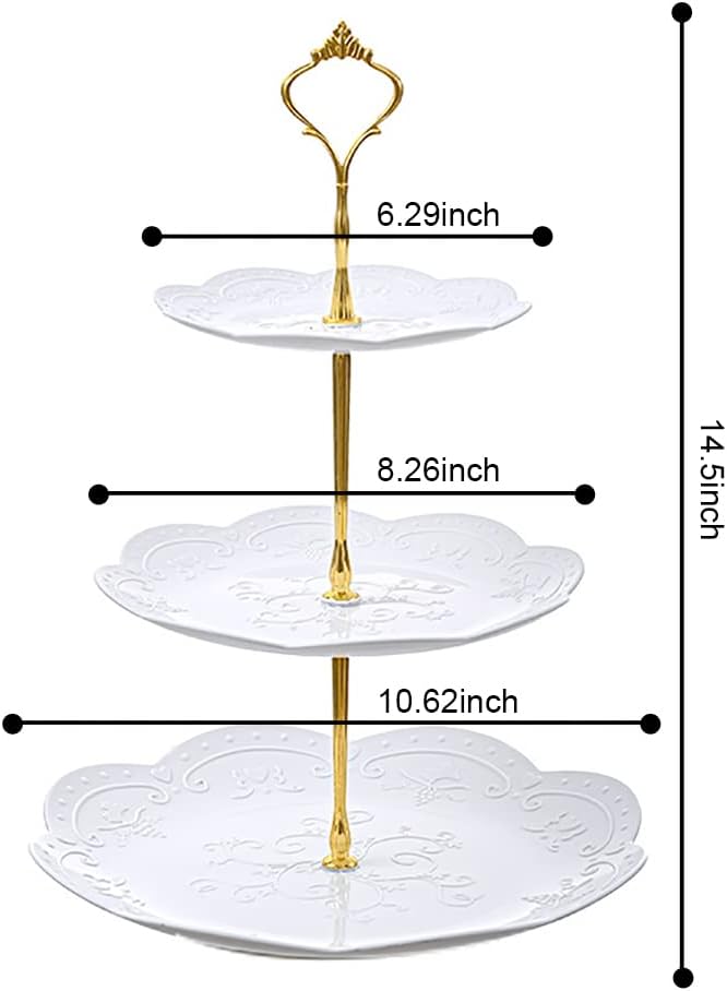 ShellKingdom 2 Pack Cupcake Stand, 3 Tier Serving Tray Cupcake Dessert Candy Fruit Display Holder for Wedding, Christmas, Baby Shower Birthday Tea Party (Round)