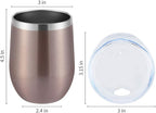 DOMICARE Stainless Steel Wine Tumbler Bulk with Lid, Personalized Rose Gold Insulated Tumblers Set, 12oz Travel Coffee Cups Pack of 12