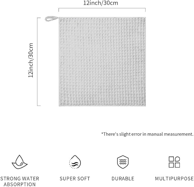 Barista Micro Cloth 4 Pack - watchget Microfiber Barista Cleaning Towels Coffee Cleaning Accessories for Espresso Machine, Steam Wand, Countertop, Kitchen Dish Cloth Waffle Weave Light Grey(12"x12")