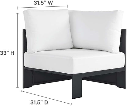 Modway Tahoe Aluminum 3-Piece Outdoor Patio Furniture Gray White, Modular - Image 6