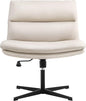 EMIAH Armless Office Desk Chair No Wheels PU-Padded Vanity Mid-Back Ergonomic by EMIAH