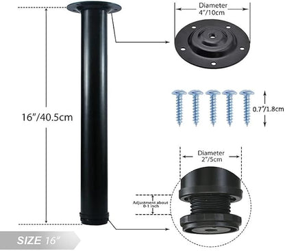QLLY 16 Inch Adjustable Metal Coffee Table Legs, Heavy Duty Round Furniture Legs - Image 2