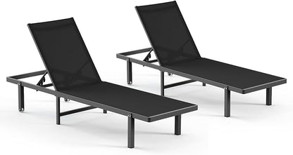 Aluminum Outdoor Lounge Chairs Set of 2, Pool Lounge Chairs - Image 8