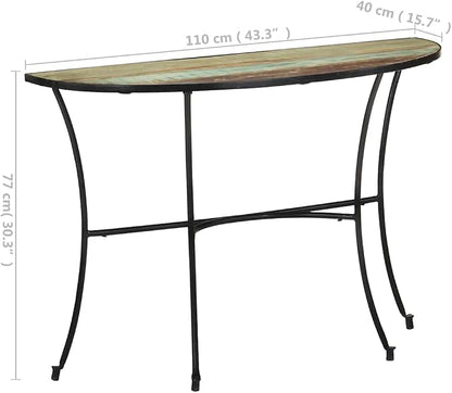 Solid Reclaimed Wood Side Table, Mixed Color Finish, 15.7x43.3x30.3 Inch Console - Image 2