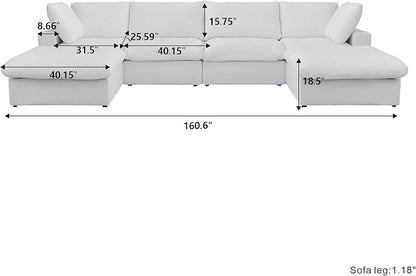 Cloud Modular Sectional Sofa Couch, Oversized U Shaped Couch 6 Seater - Image 2