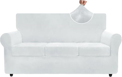 ZNSAYOTX Luxury Velvet Couch Cover 4 Piece Stretch Sofa Covers by ZNSAYOTX