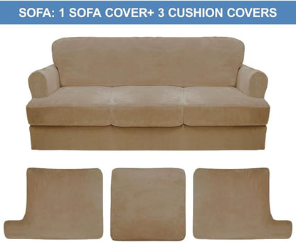 CUCRAF Cushion Sofa Cover 4 Piece Slipcovers, Soft Thick Velvet Couch Cover - Image 5