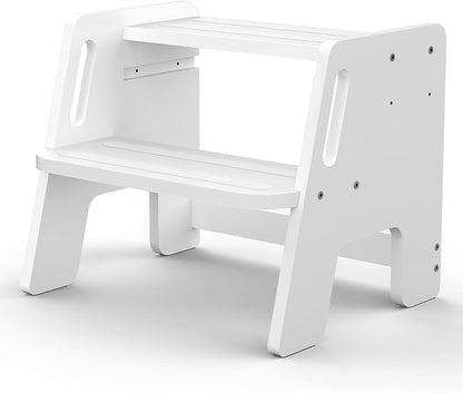 Toddler Step Stool, Wooden Height-Adjustable 2-Step Stool by CraftingNatureandComforts