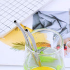 Straws - 8 PCS Silver 8.5 Inch 18/8 Stainless Steel Reusable Metal Straws With 2 Cleaning Brushes