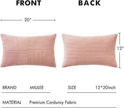 MIULEE Pink Decorative Lumbar Throw Pillow Covers 12x20 Inch 2 Pack | Boho - Image 6