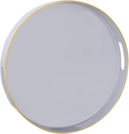 MAONAME 13" Gray Round Tray, Modern Round Decorative Trays by MAONAME