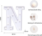 Foaky LED Letter Lights Sign Marquee Light Up Letters Sign for Night Light Wedding/Birthday Party Battery Powered Christmas Lamp Home Bar Decoration(N)