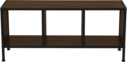 Household Essentials Jamestown Square Cubby TV Stand in Walnut Wood Grain - Image 4