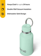 RTIC Little Journey Bottle with Straw, Insulated, Stainless Steel, Metal, Double Wall Vacuum-Insulation, Ceramic-Lined, Leak-Proof Lid, BPA-Free Water Flask for Sports, Travel, Fresh Mint