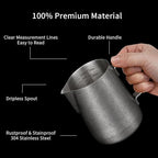 watchget Stainless Steel Milk Frothing Pitcher 12oz/350ml - Espresso Steaming Pitcher for Cappuccino, Latte Art, Coffee Machine Accessories Milk Jug Coffee Frother Cup, Matte Vintage