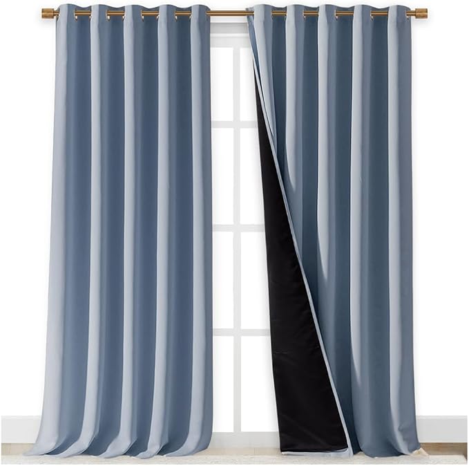 NICETOWN Full Shading Curtains for Windows, Vintage Blue, 62 inches W x 95 - Image 2