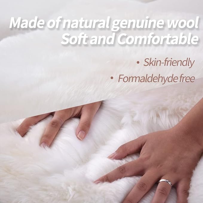 IRIWOOL Premium Genuine Fur Sheepskin Rug Real Australia Sheepskin Natural - Image 6